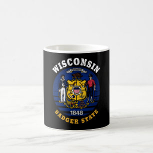 WISCONSIN BADGER STATLIG FLAGGA KAFFEMUGG