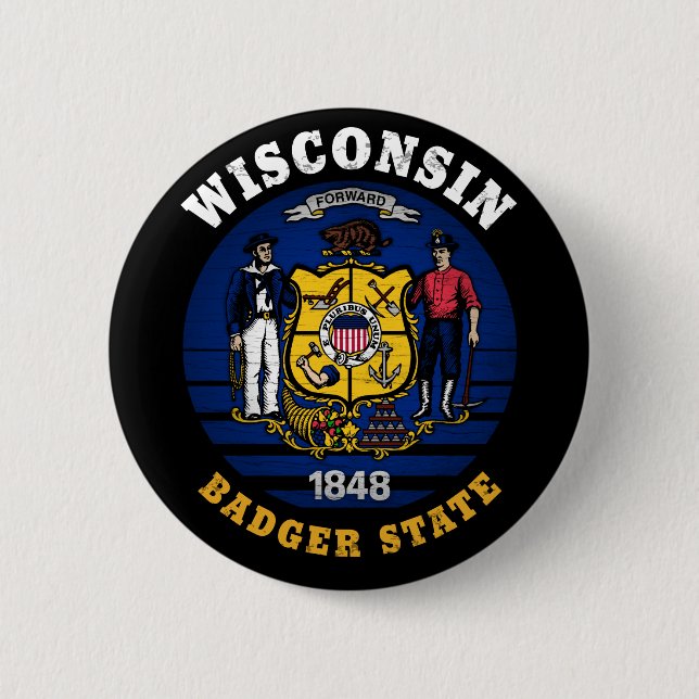 WISCONSIN BADGER STATLIG FLAGGA KNAPP (Framsida)