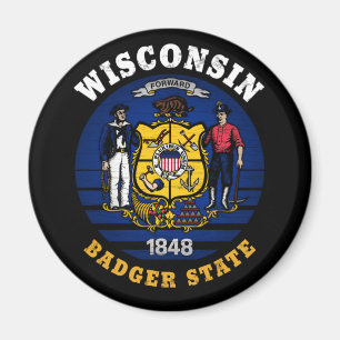 WISCONSIN BADGER STATLIG FLAGGA MAGNET