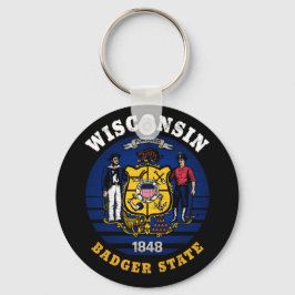 WISCONSIN BADGER STATLIG FLAGGA NYCKELRING
