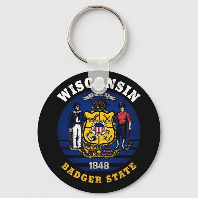 WISCONSIN BADGER STATLIG FLAGGA NYCKELRING (Framsida)