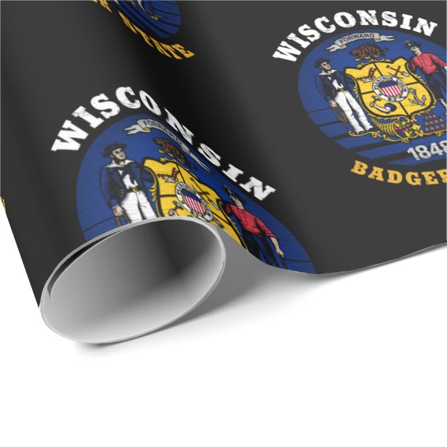 WISCONSIN BADGER STATLIG FLAGGA PRESENTPAPPER (Rullad Hörn)