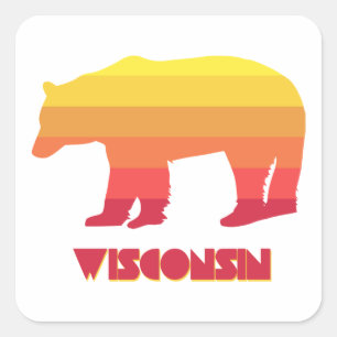 Wisconsin Bear Fyrkantigt Klistermärke
