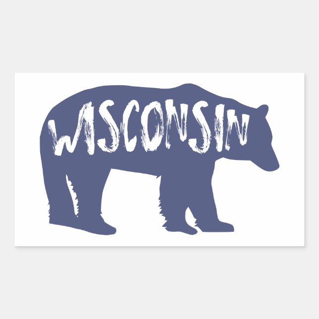 Wisconsin Bear Rektangulärt Klistermärke (Framsida)