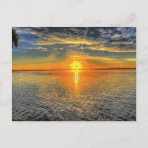Wisconsin Bevackra Scenia Sunset Sjö Vykort