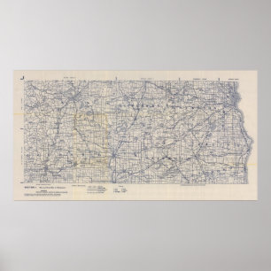 Wisconsin Bicycle Road Karta 5 Poster