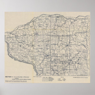 Wisconsin Bicycle Road Karta 8 Poster