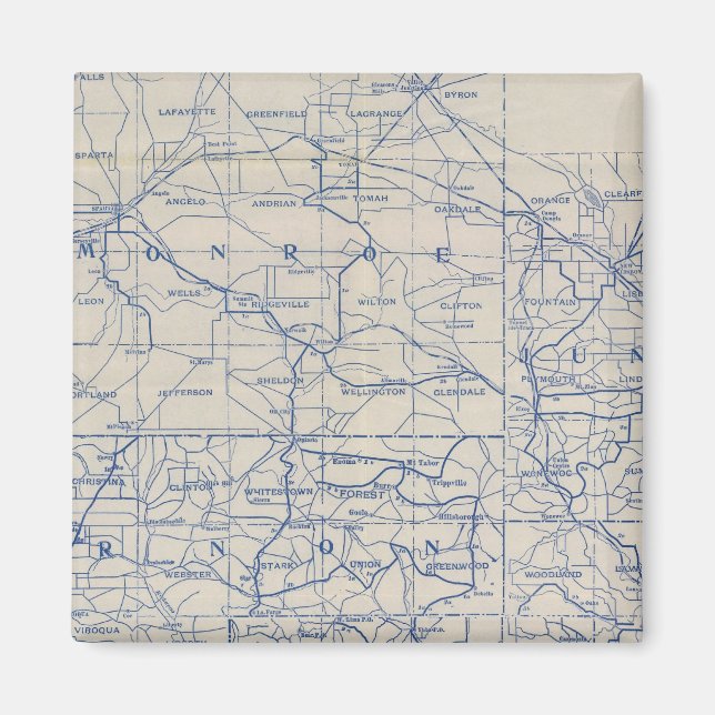 Wisconsin Bicycle Road Karta Magnet (Framsidan)