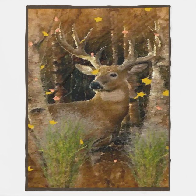 Wisconsin Big Buck Whitetail Hjort Namnteckning Fleecefilt (Framsidan)