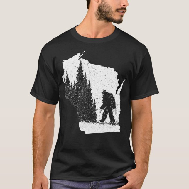 Wisconsin Bigfoot Pride Sasquatch Silhouette Fores T Shirt (Framsida)