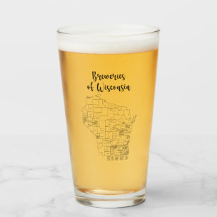Wisconsin Brewery Theter Beer Glass Glaskopp