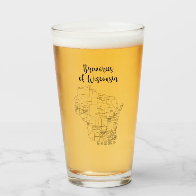 Wisconsin Brewery Theter Beer Glass Glaskopp (Framsida fylld)
