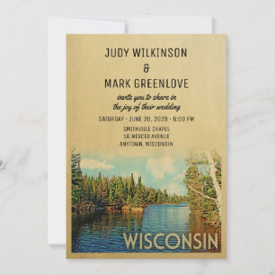 Wisconsin bröllopsinbjudan Vintage Sjö natur Inbjudningar