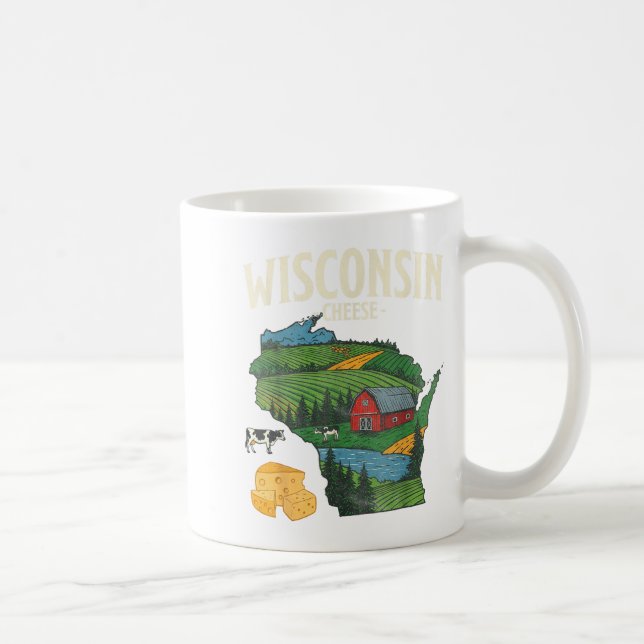 Wisconsin Cheese State Pride Farm Dairy Lover Gift Kaffemugg (Höger)