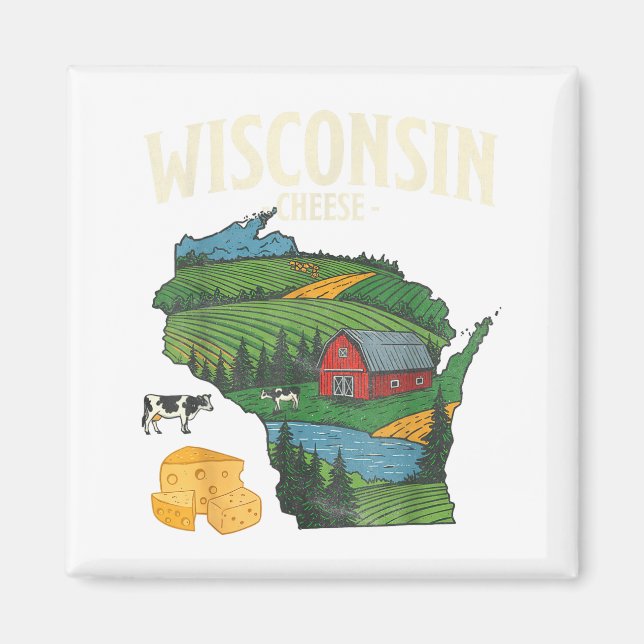 Wisconsin Cheese State Pride Farm Dairy Lover Gift Magnet (Framsidan)