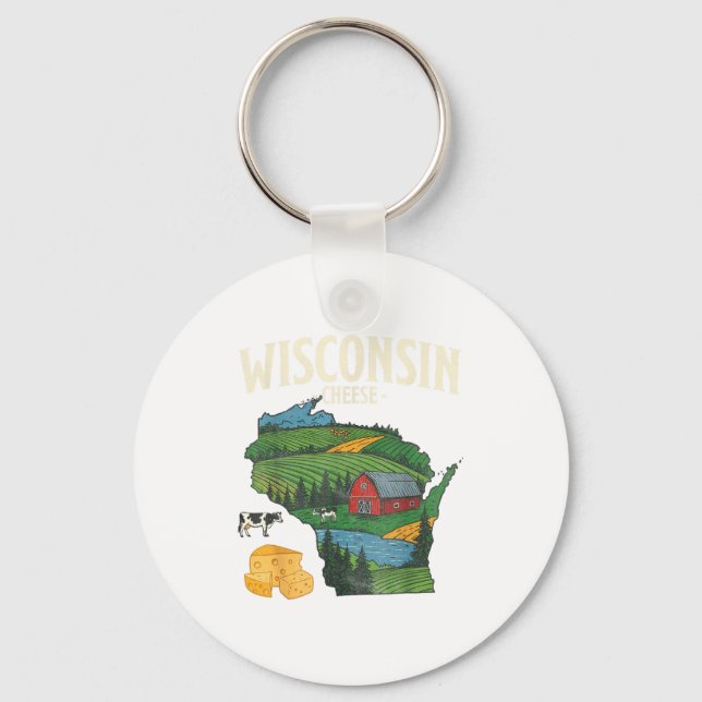 Wisconsin Cheese State Pride Farm Dairy Lover Gift Nyckelring (Framsida)