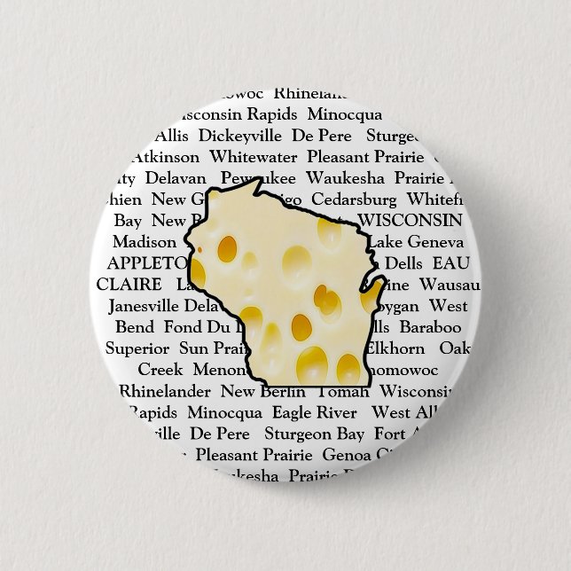 Wisconsin Cities Cheese Head Button Knapp (Framsida)