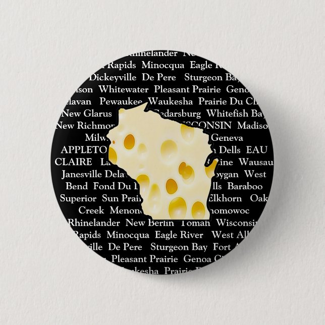Wisconsin Cities Cheese Head Button Knapp (Framsida)