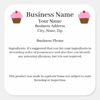 Wisconsin Cottage Law label home baker bakery Fyrkantigt Klistermärke