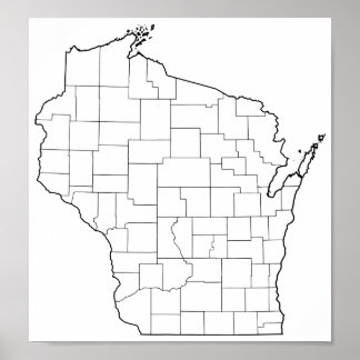 Wisconsin Countys Blank Disline Karta Poster