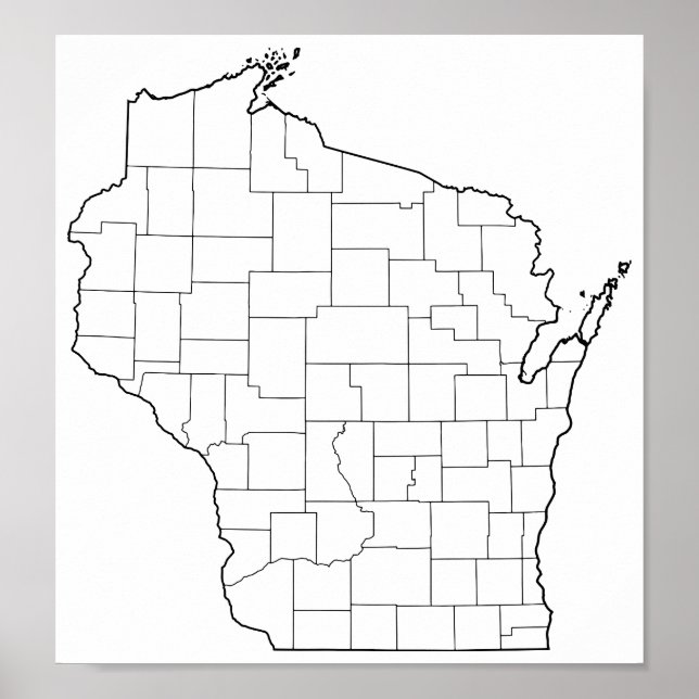 Wisconsin Countys Blank Disline Karta Poster (Framsidan)