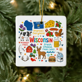 Wisconsin Custom Family Trip Christmas Julgransprydnad Keramik