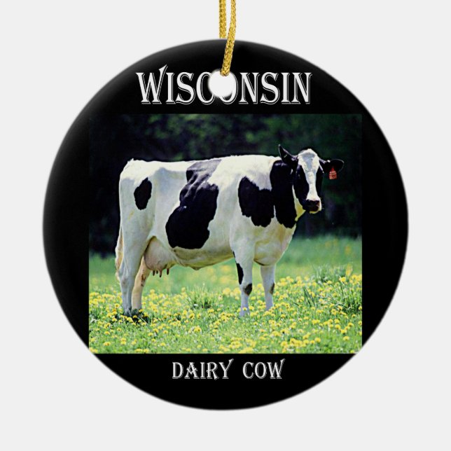 Wisconsin Dairy Cow Julgransprydnad Keramik (Framsidan)