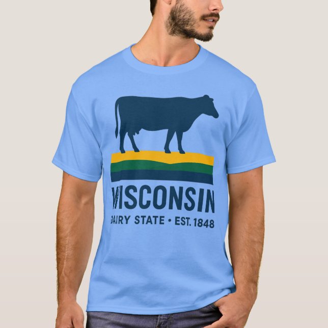 Wisconsin Dairy State Retro Cow T Shirt (Framsida)