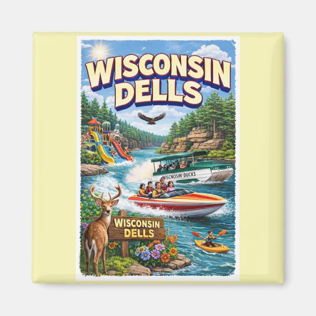 Wisconsin Dells Äventyr – Vattenparker och Ankor Magnet (Framsidan)