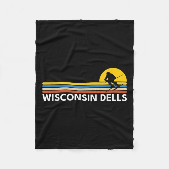 Wisconsin Dells Vintage Retro Souvenirer Skidåknin Fleecefilt (Framsidan)