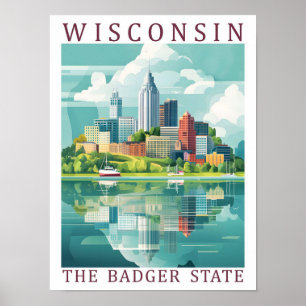 Wisconsin, delstaten Badger, USA, Travel Ställe Poster