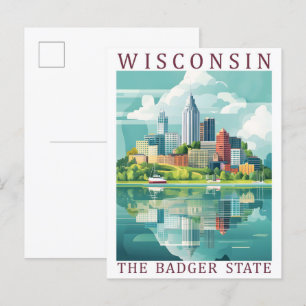 Wisconsin, delstaten Badger, USA, Travel Ställe Vykort
