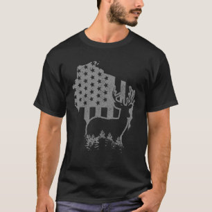 Wisconsin Elk Hunting State Karta US Flagga Patrio T Shirt