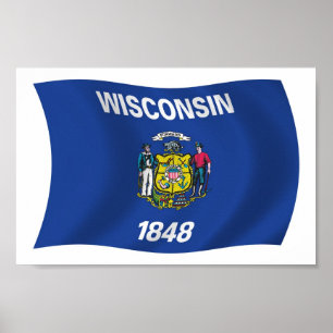 Wisconsin Flagga Affisch Print