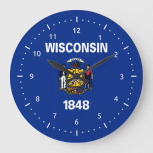 Wisconsin flagga, amerikanstatlig flagga stor klocka