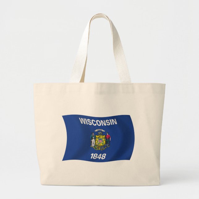 Wisconsin Flagga Handväskor Jumbo Tygkasse (Framsidan)