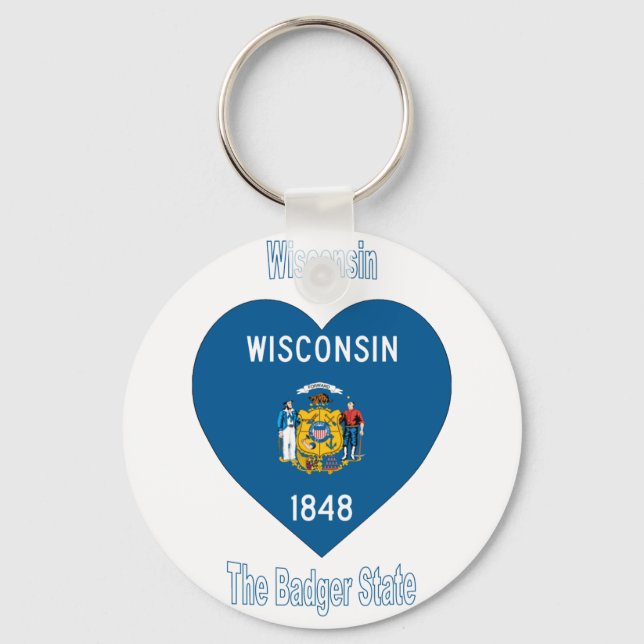 Wisconsin Flagga Heart Nyckelring (Framsida)