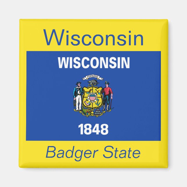 Wisconsin Flagga Magnet (Framsidan)