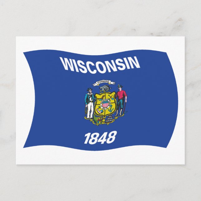 Wisconsin Flagga Postkort Vykort (Framsida)