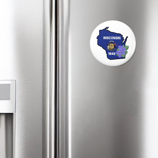 Wisconsin Flagga State Flower Common Blue Violet N Magnet (Skapare uppladdad)