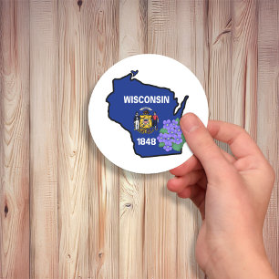 Wisconsin Flagga State Flower Common Blue Violet N Runt Klistermärke
