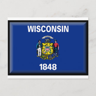 Wisconsin Flagga Vykort