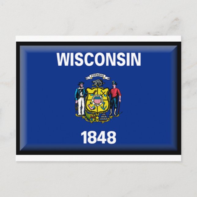 Wisconsin Flagga Vykort (Framsida)