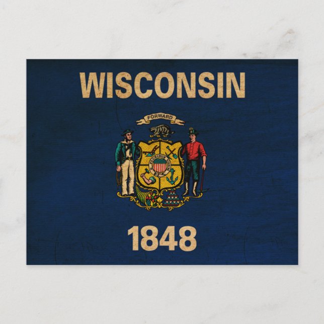 Wisconsin Flagga Vykort (Framsida)