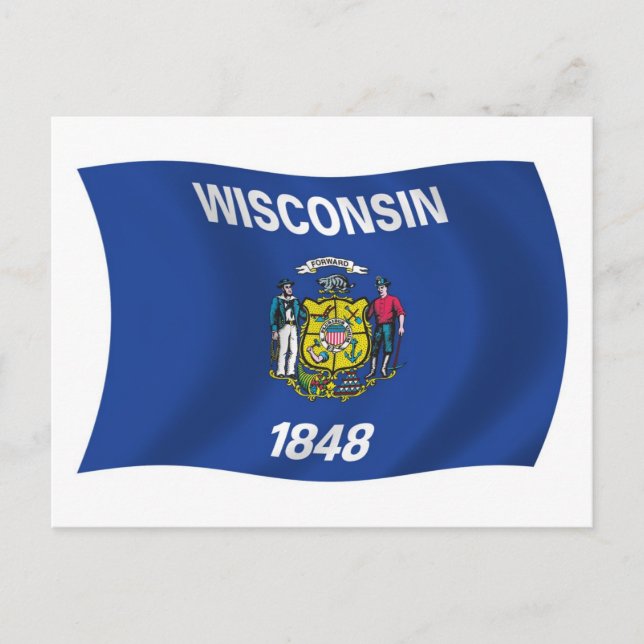 Wisconsin Flagga vykort (Framsida)