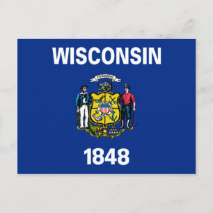 Wisconsin Flagga Vykort