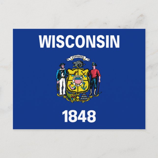 Wisconsin Flagga Vykort (Framsida)