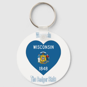Wisconsin flaggahjärta nyckelring