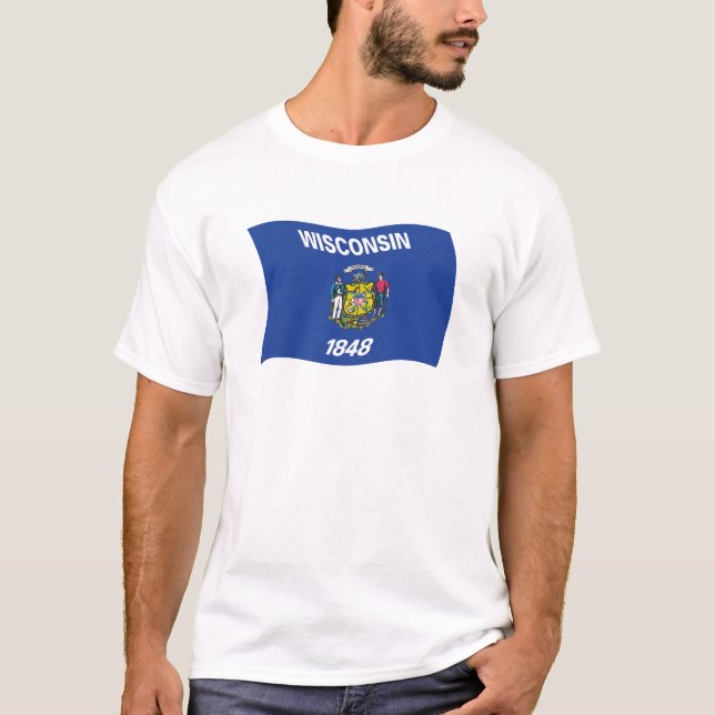 Wisconsin Flaggtröja Tee Shirt (Framsida)