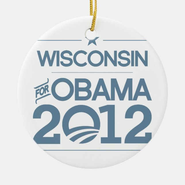 WISCONSIN FÖR OBAMA 2012.png Julgransprydnad Keramik (Framsidan)